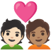 🧑🏻‍❤️‍🧑🏽 couple with heart: person, person, light skin tone, medium skin tone display on Google